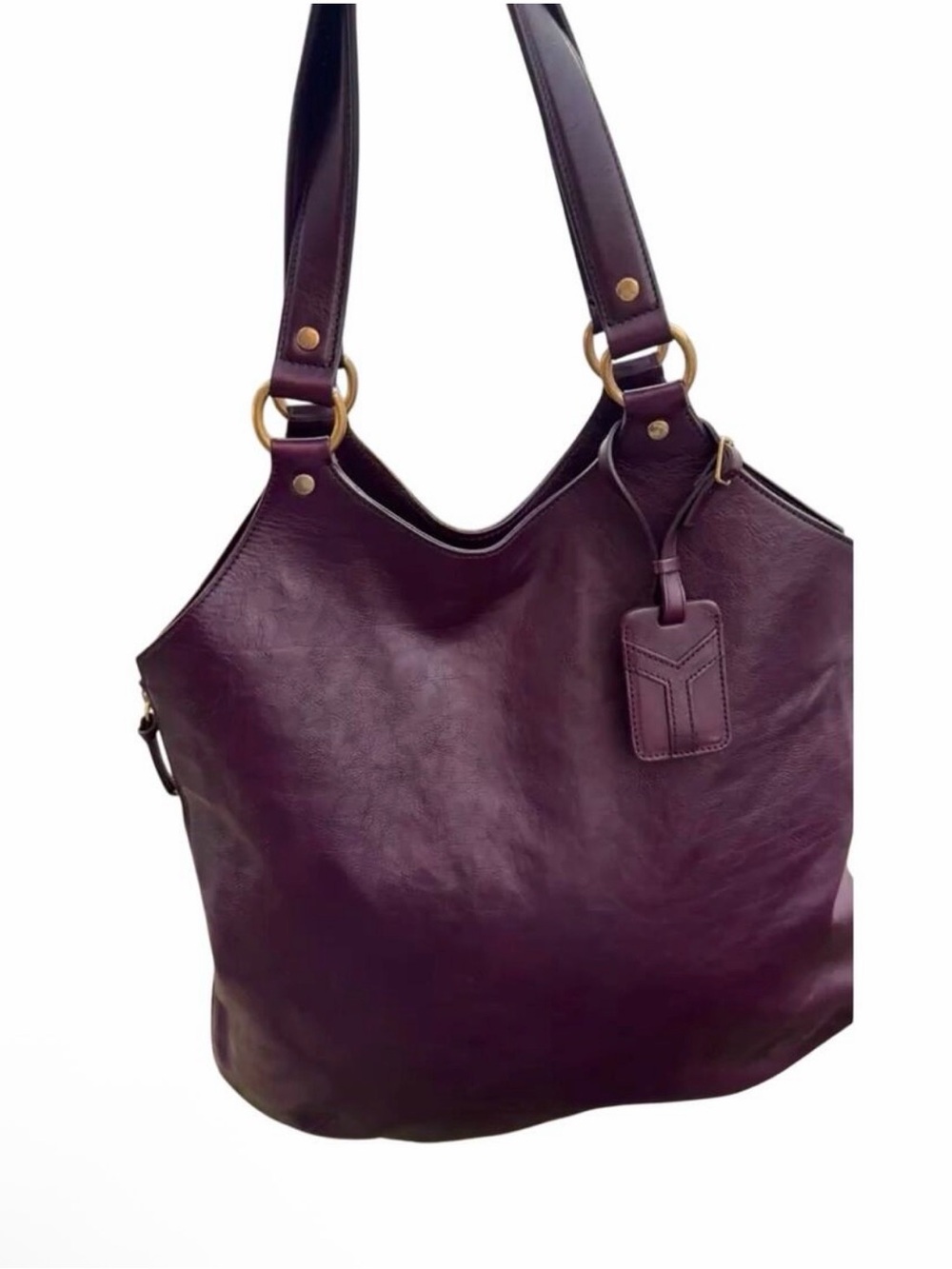 Yves Saint Laurent Rive Gauche Burgundy Leather Oversized Hobo Shoulder Bag
